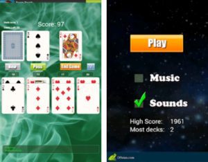 solitaire playing 21 card game